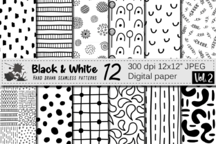 Black and White Hand Drawn Seamless Doodle