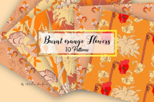 Digital Paper with Burnt Orange Flowers: A Creative Staple for Modern Designers