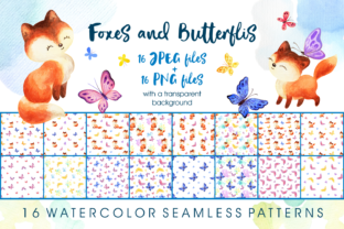 Foxes and Butterflis. Watercolor Seamless